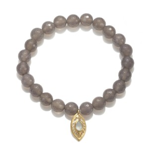grey agate bracelet with charm